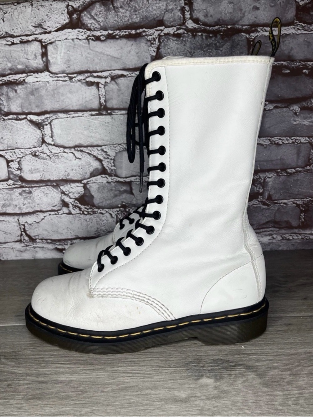 Dr Doc Martens 10183 White 14 Eyelet Zip Up Combat Boots Women's Sz 9M US/41EU - Picture 4 of 8